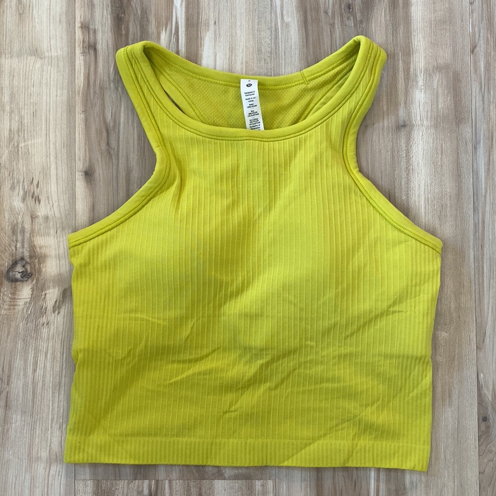 ❤️ Lululemon Yellow Ebb to Street Crop Tank Top NWT